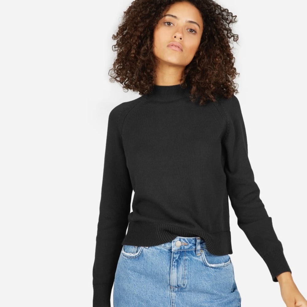 Everlane Cotton Mockneck Crop Sweater